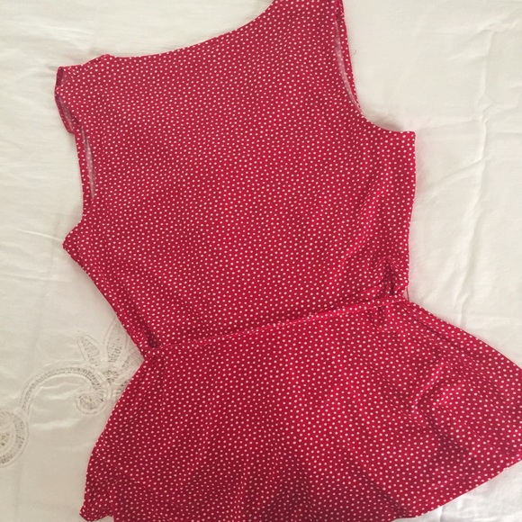 Red Polka Dot ruffle sleeveless top by Oasis Sz M - Picture 8 of 12